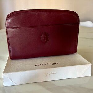 RARE Full Set Must de Cartier Vintage Leather Pouch